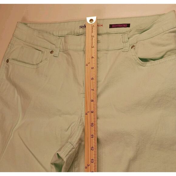 Style & Co Boyfriend Jeans Women's 14 Mint Green Embellished Pockets Cotton EUC - Picture 10 of 12